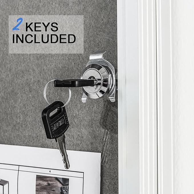 A AIRLLEN Lockable Bulletin Board 24 x 36 Inch Indoor Notice Board with 2 Keys – Wall Mounted Felt Display Case with Clear Acrylic Cover & Aluminum Frame for Office, School, Hallway
