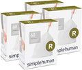 simplehuman Code R Custom Fit Drawstring Trash Bags, 10 Liter / 2.6 Gallon, 12 Refill Packs (240 Count)