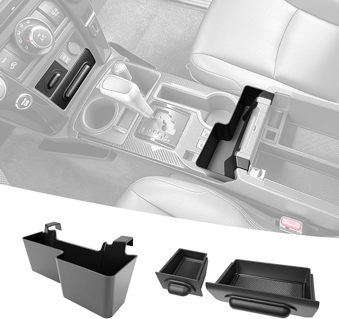 Center Console Organizer for 2014-2024 Toyota 4Runner Upgraded Hanging Armrest Box Extra Storage Drawer Inserts Tray for 4 Runner Interior Accessories(Fit 14-24/Hanging+Drawer Organizer)