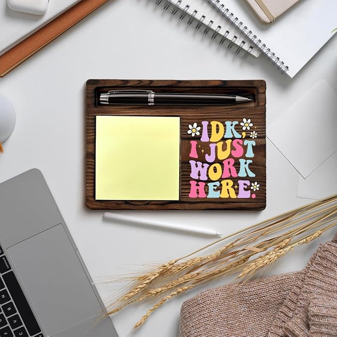 Funny Office Sticky Note Holder Gag Gifts I Just Work Here Post it Note Dispenser for Office Cubicle Desk Decor, Funny Gifts for Employee Coworkers Mentor Boss Manager