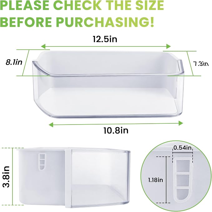 AMI PARTS DA97-12657A (not DA97-12650A) Refrigerator Door Shelf (LEFT) fit for Samsung Refrigerator Parts RF260BEAESR RF261BEAESR RF261BEAESP Replaces AP5621270 DA63-06867 With Cleaning Cloth