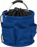 Garden Tool Bucket Organizer, Bucket Tool Organizer,5 Gallon with Aluminum Handle, Multi Side Pockets Portable Storage Caddy for Gardening Camping Car Wash (Blue, Drawstring Closure)