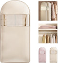 Space Saving Hanging Garment Bag with Self Compression Zipper, Thick Dustproof Garment Bags for Hanging Clothes, Space Saving Garment Bags with Compression Zip Technology (Beige, 51 * 23 * 6IN)