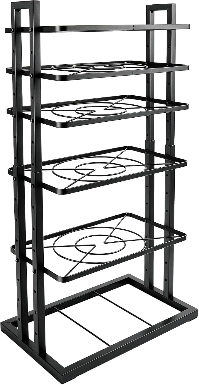 HULISEN Pots and Pans Organizer Under Cabinet, Adjustable Pot and Pan Organizer(14.8" to 26.2"), Vertical Pan Organizers Inside Cabinet, Kitchen Storage Rack for 12" Cookware Lids Baking Trays