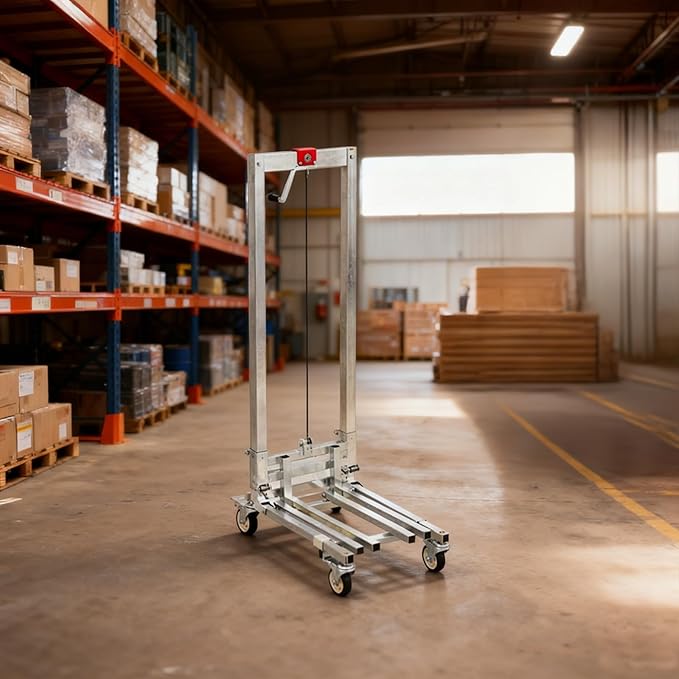 Manual Lift Trolley,60KG high Load Capacity,Foldable Cargo Crane,Lightweight Portable Winch Stacker (A)