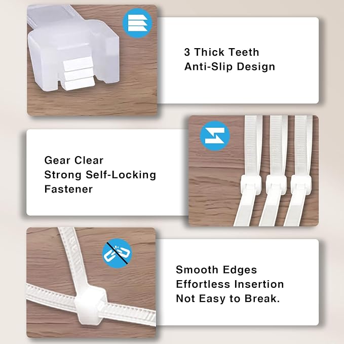 Zip Ties 6 Inch, 500 Pack, White Cable Ties for Multi-Purpose, Nylon/Plastic Wire Ties for Home Improvement, Office & Outdoor Use (Clear-Colored Style), 25lb Tensile Strength.