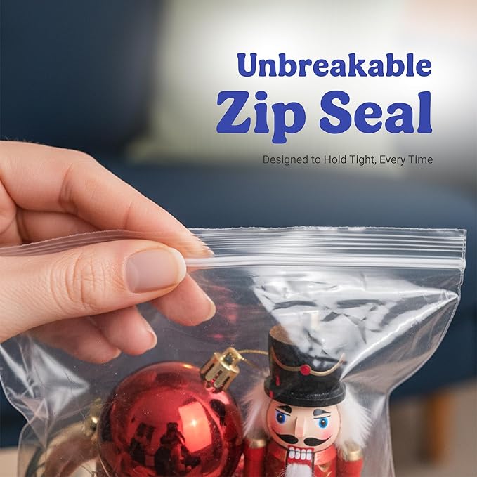 Heavy Duty Zip Seal Lock Clear Storage Bags, 8 Mil Plastic Zip Top Bag, Reusable Poly Gallon Bag for Clothes, Backpacks, Bedding, 16"x20", Pack 15