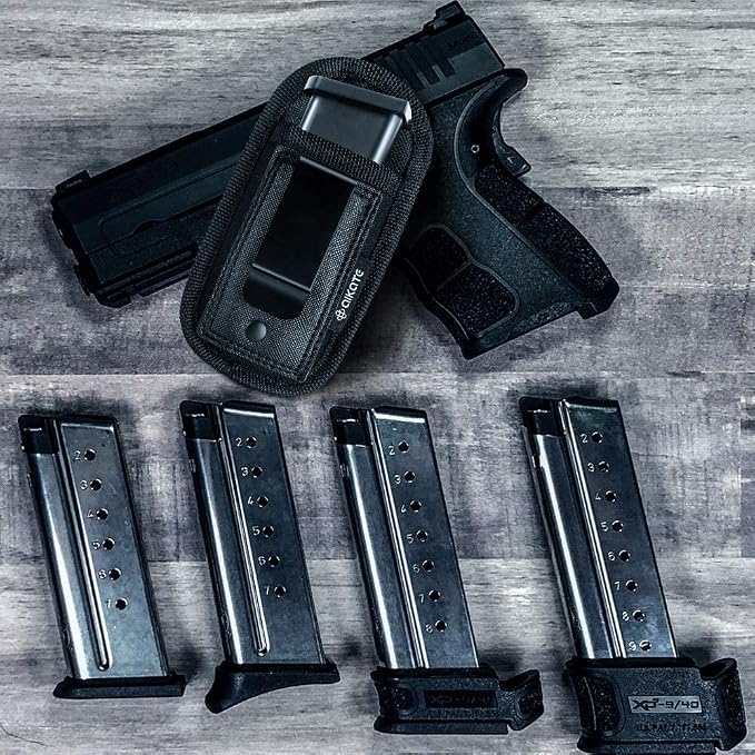 2 Pack Universal Magazine IWB Pouch Concealed Carry 9mm .40 .45 .380 .357, Mag Holster for S&W M&P Sig Sauer Ruger Glock, Handgun Ammo Gun Ammunition Holsters