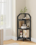 CHOEZON 3-Tier Corner Shelf, Industrial Corner Bookshelf, 35.4" Storage Stand, Plant Stand Display Shelf, Bookcase for Bedroom, Living Room, Home Office, Black TCJ03BB ﻿