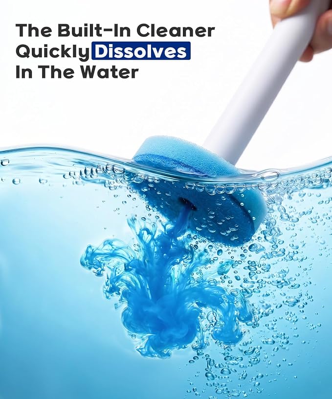 SOPAMI Disposable Toilet Brush with 32 Refills Deep Cleaning Touch Free | Auto Lid Opener Wall-Mounted Toilet Wand Kit for Deep Cleaning Bathroom Touch Free Access Toilet Bowl Cleaner