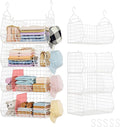 Jautokerdar 4 Tier Extra Large Hanging Closet Organizer,Closet Organizer Hanging with 5 S Hooks 4 Dividers,Clothes Organizer Clothing Sweaters Clutches Handbags Hats Accessories-White