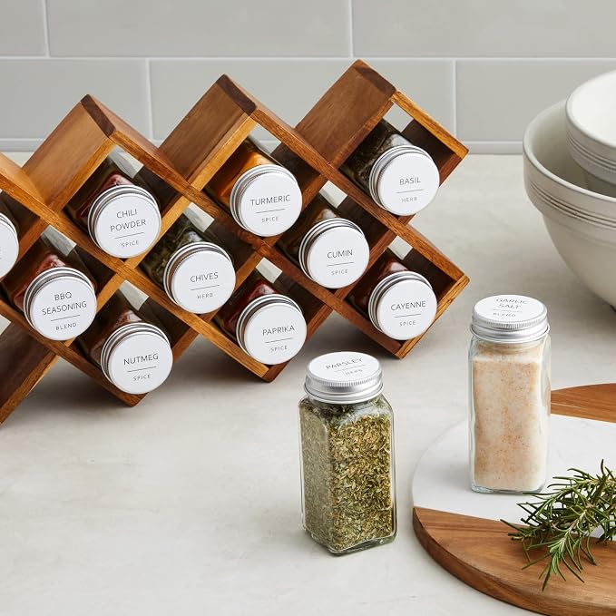 Talented Kitchen Round Spice Jar Labels - Water-Resistant Removable Vinyl Lid Stickers - Spice Rack & Seasoning Bottle Labels - Pantry Organization - Pack of 144, 1.5"