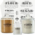 Talented Kitchen Preprinted Pantry Labels - Waterproof Kitchen Organization & Food Storage Labels - Flour, Sugar & Cornmeal Vinyl Sticker Set - 36 Pack, Medium, Clear Vinyl, Black Print