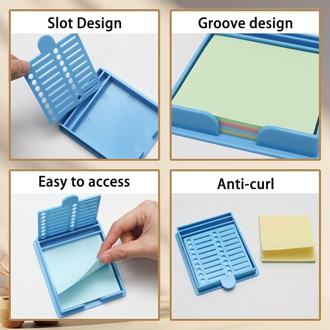 Sticky Note Stencil and Holder Sticky Note Holder with 5 Templates for 3x3 Inch Sticky Notes Reusable Stick Notes Dispenser for to-Do Lists Home Office, Blue
