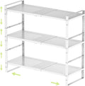 Expandable Shoe Rack Heavy-Duty Closet Organizer Adjustable Shelf Stackable Metal Framework for Entryway, Garage,RV,Pantry,Cabinet(Large,3 Packs/White)