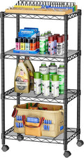 SINGAYE Small Wire 4 Adjustable Shelves Pantry Metal Shelf Floor Organizer | Armoire Adjustable Floor Kitchen Narrow Organizer Rack Shelving Short Square Stackable Standing Storage Tier Under Unit