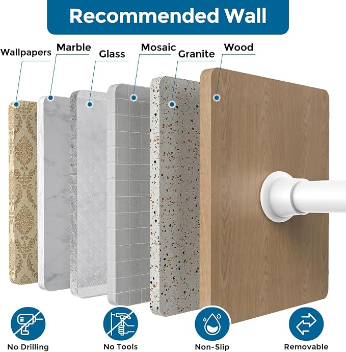 AIZESI Spring Tension Curtain Rod 23-46 Inch Adjustable Curtain Rods No Drilling White Tension Rods for Window, Doorway, Kitchen, Closet