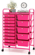 DREAMADE Rolling Cart with 15 Drawers, Rolling Drawer Organizer Cart w/Lockable Wheels, Removable & 2-Sized Storage Drawers, Art Cart for School Home Art Supplies Crafts File Scrapbook