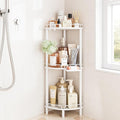 ELYKEN Corner Shower Caddy Standing, 3 Tier Rustproof Metal Shower Organizer with Soap Holder, Floor Shower Corner Shelf Rack Storage Stands with Adjustable Feet & 2 Hooks for Bathroom, White