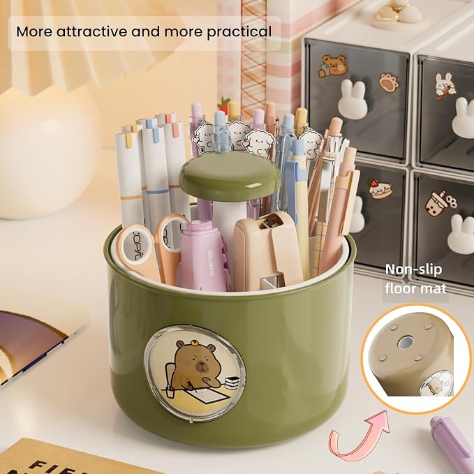 Cute 360 Rotating Desk Pen Organizer Holder, Art Supply Pencil Cup, Pencil Holder for Office, Home, School Organization Deals and Teacher supplies