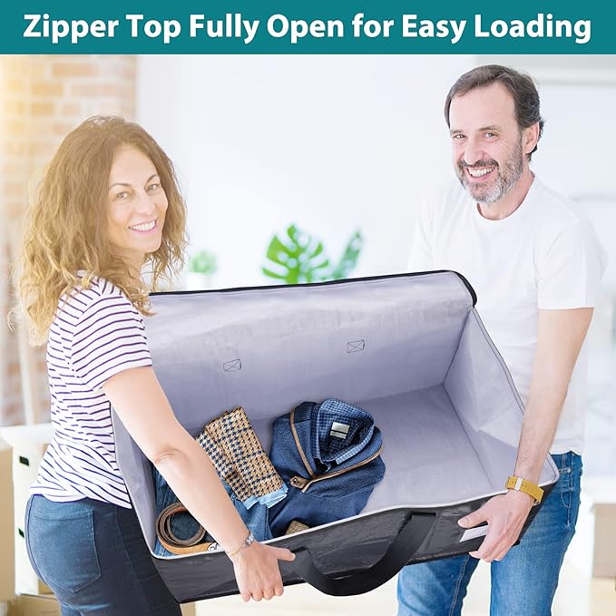 Fabspace Moving Bags Heavy Duty with Strong Zippers and Handles Collapsible Moving Supplies, Storage Totes for Packing & Moving Storing 93L 6Pack