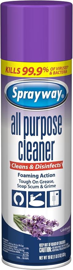Sprayway All Purpose Cleaner Foaming Spray | Lavender Scent | 19oz | 1 Pack