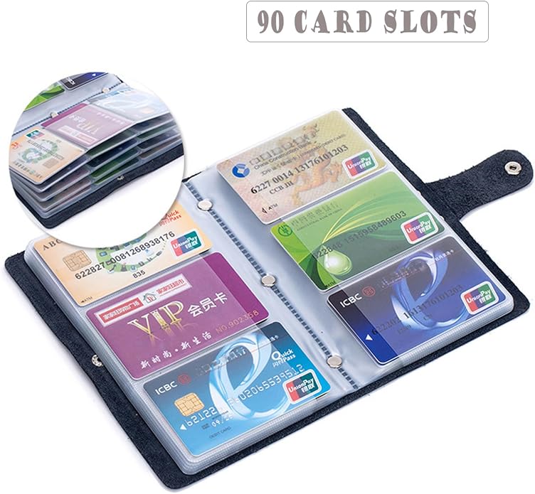 boshiho Leather Credit Card Holder Business Card Case Book Style 90 Count Name ID Card Holder Book
