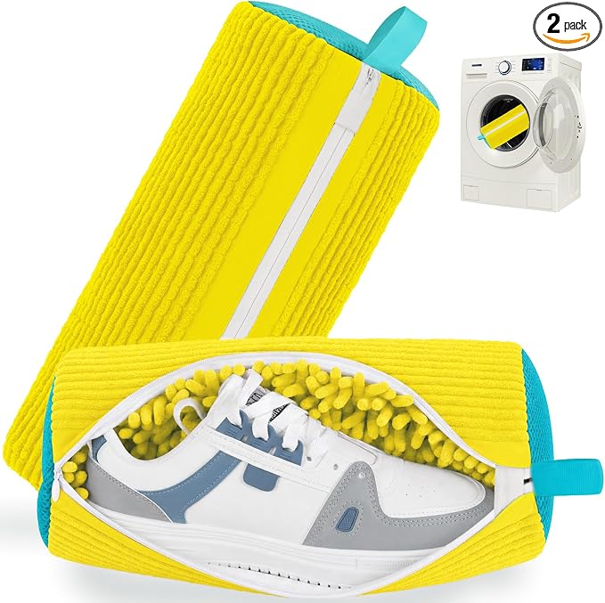 Shoe Washing Machine Bag Laundry Shoe Bag for Washer and Dryer Reusable 2pc Shoe Cleaning Bags for Sneakers 360 Deep Cleaning for All Shoes Types with Invisible Zipper