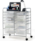 BECOMFORT 12-Drawer Rolling Cart with Drawers, Storage Cart on Wheels, Teacher Classroom Organizers with Metal Frame, Mobile Craft Cart, Trolley Utility Cart for School Office Play Room