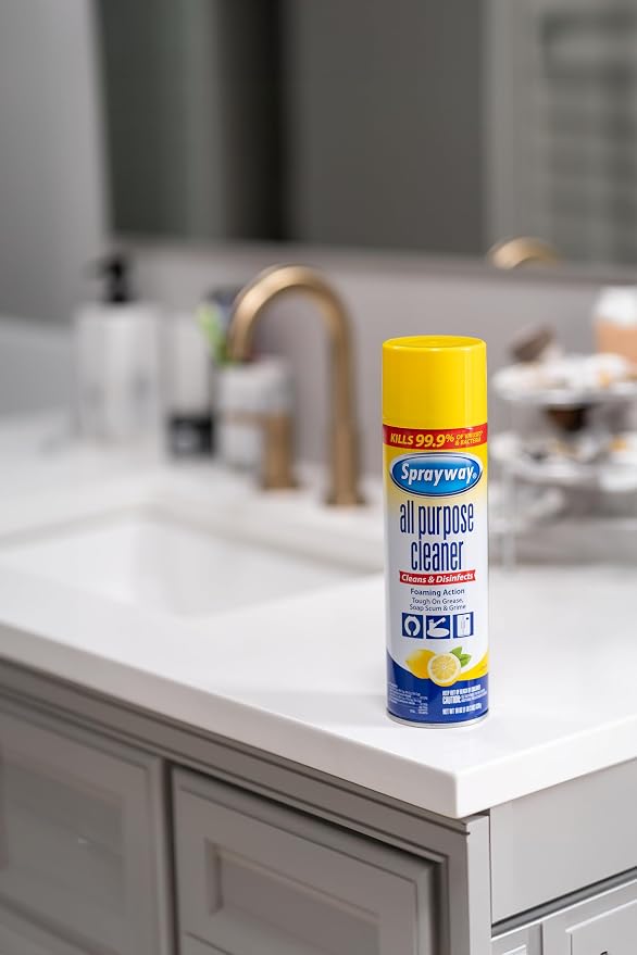 Sprayway All Purpose Cleaner Foaming Spray | Lemon Scent | 19oz | 6 Pack | Disinfectant & Multi-Surface Cleaner | Cuts Grease & Grime | Kills 99.9% of Germs | 19oz