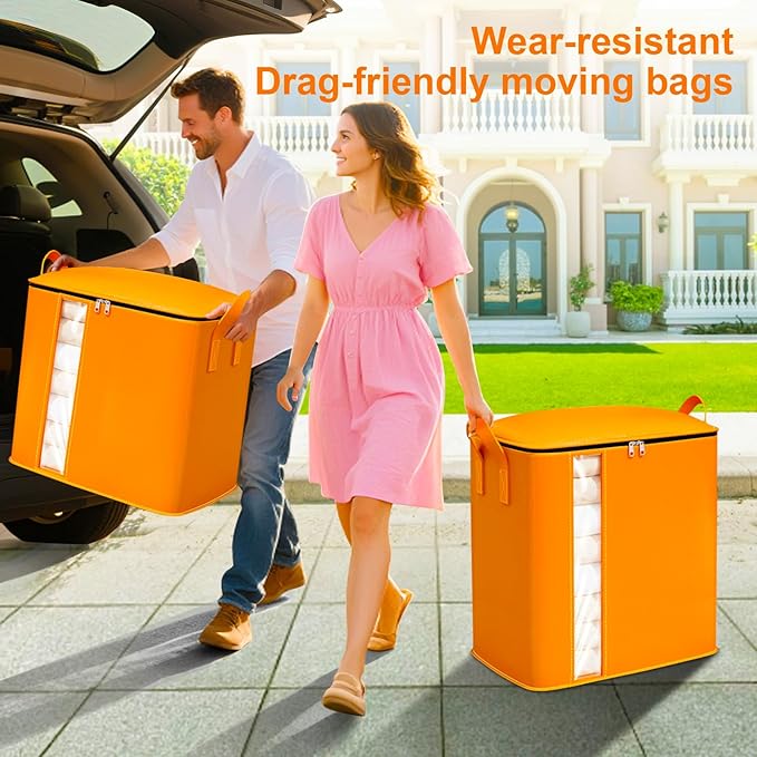 Moving Bags Heavy Duty Extra Large 4-Pack, 2 Sizes Durable Heavy-Duty Storage Bags – Alternative to Moving Boxes, Plastic Storage Bins, Mattress Bags for Moving & College Essentials.2 Medium & 2 Large