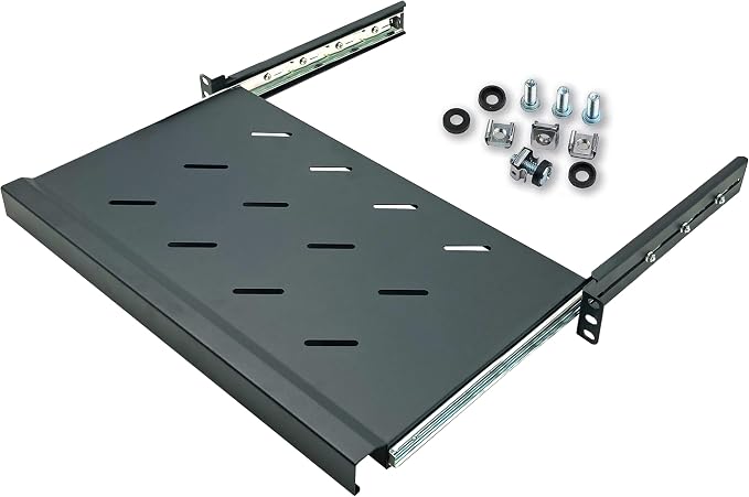 Electriduct 1U Keyboard Tray - Fully Extendable Universal 19" Rack Mount Sliding Shelf for Network Equipment Server Cabinet Enclosure 3-Rail System, Includes Mounting Hardware - 10.8" Deep