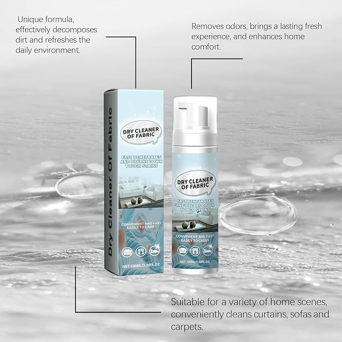 Fabric Cleaner - Remove, Protect, and Deep Clean, Quickly Lifts Stains & Dirt, Deeply Penetrates Water Safe Fabric & Fibers of Upholstery, Clothing, Rugs & Carpeting, for Fine Fabrics, 100ml