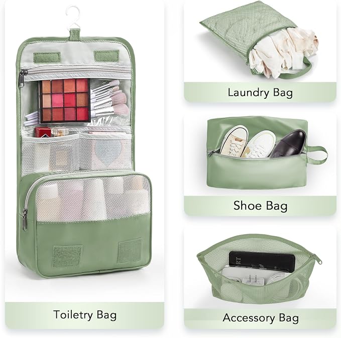OlarHike 10 Set Compression Packing Cubes for Travel Essentials,Compressible Expandable Space Saver Bags for Organizing Clothes,Luggage Garment Bags with Over 1000 pcs Mesh Holes(Matcha Green)
