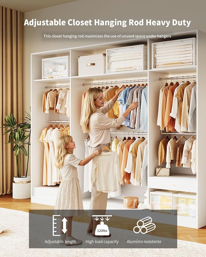BaiNong Adjustable Closet Hanging Rod 32" Silver Closet Rod Extender | Heavy Duty Double Hanging Closet Rod, Walk-in Closets, and Clothes Rack to Maximize Storage Space