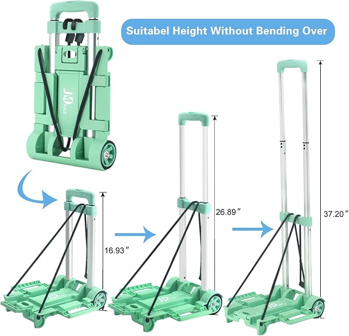 Folding Hand Truck 70 lbs，Small Dolly with 2 Wheels，Folding Luggage cart， Lightweight Aluminum Foldable Luggage Cart，for Airport,Travel,Moving and Office Use (Silver-Aluminum)