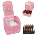 CUBETASTIC Nail Polish Organizer Bag, Double Layer Nail Tech Travel Case Holds 27 Bottles & Nail Lamp, Pink Nail Storage Organizer Box for Supplies, Portable Manicure Case