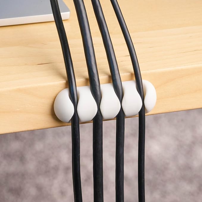 Wrap-It Storage Cable Clips - (Assorted 28-Pack) White - Desk and Nightstand Cable Holder for Phone and Bedside Table Cord Organizer