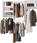 ROOMTEC Modular Closet System, 66" Closet Organizer with Hanging Rods, Wall-Mounted Wooden Tower for Walk-In Closets, Wardrobe Storage Kit, White