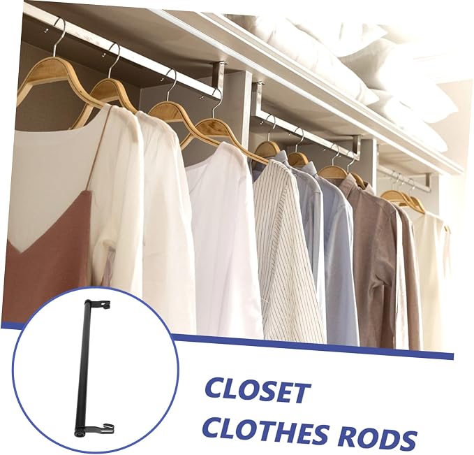 VOSAREA Expandable Closet Rod Heavy Duty Carbon Steel Hanging Clothes Rack for Wardrobes No-Drill Installation Space-Saving Design for Indoor Laundry Rooms