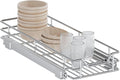 Pull Out Cabinet Organizer, 9" W x 21.5" D, Heavy Duty Chrome Slide Out Shelf for Narrow Base Cabinets, Sliding Wire Basket Drawer for Spices, Bottles, Snacks & Cleaning Supplies