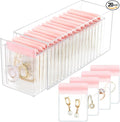 HOMEHIVE Clear Acrylic Jewelry Organizer Box with 20 Portable Pouches, Jewelry Storage Case for Women Girls, Tangle-Free, Anti-Tarnish, Compact Storage for Necklaces/Earrings/Rings, Upgraded Pink