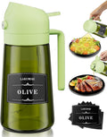 Oliver Oil Sprayer Dispenser for Cooking Bottle 16oz Green Glass Green | 2-in-1 Lightproof Borosilicate Glass Oil Bottle, Wide Mouth for Easy Refill Clean
