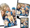 Custom Oven Mitts and Pot Holders Personalized with Your Face, Baking Gifts for Women for Kitchen Cooking, BBQ, Grillin-Style3, 1 Oven Mitts+ 1 Pot Holders