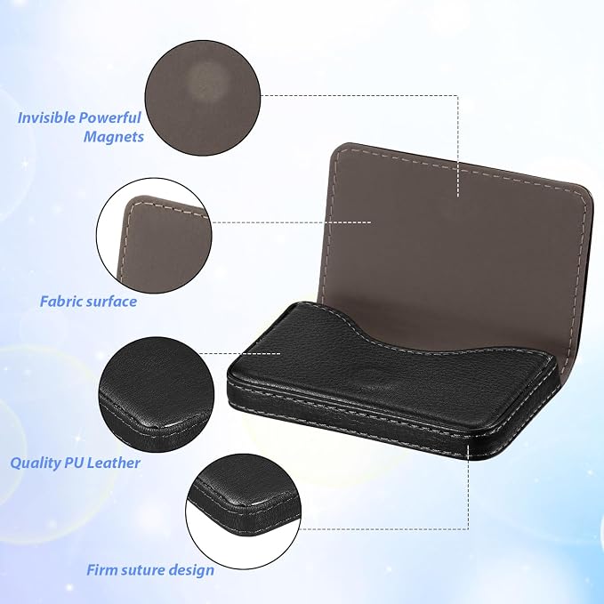 Outus 2 Pcs Business Card Holder, PU Leather Business Card Case Pocket Wallet with Magnetic Shut for Valentines Gift Adult(Black)