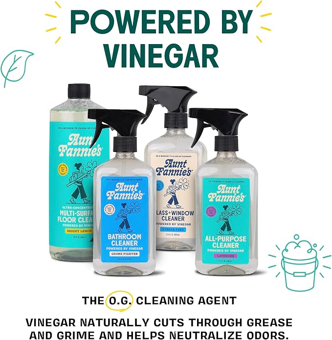 Aunt Fannie's All Purpose Household Cleaner, Multi-surface Spray, Powered by Vinegar for Kitchen, Bath, Windows and Countertops, Lemon Scent (Pack of 6)