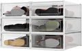 6-Piece Boot and Shoe Storage Box, Stackable Clear Plastic Shoe Box, Space-Saving Shoe Organizer for Boots, Sneakers, and High Heels, Clear