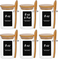 ComSaf Glass Spice Jars with Spoons 8 oz 6 Pack Round with Labels | Labels, Empty Containers, Seasoning Herbs Powder, Salt Pepper Chili, Spice Rack Organization, Loose Tea Storage