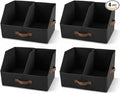 Closet Organizers And Storage - EXTRA LOAD & HEIGHT FOR DEEP Trapezoid Storage Bin W/ Handles & Adjustable Dividers, Collapsible Storage Bins For Clothes Storage & Shelf Organizer (4pcs, Large, Black)