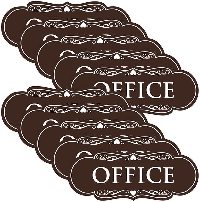 All Quality Designer Office Sign | Easy Installation - Dark Brown - Small (10 Pack)